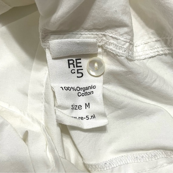 RE-5 100% Organic Cotton Woman White Long Sleeve Button Down Shirt Size M - Picture 11 of 12
